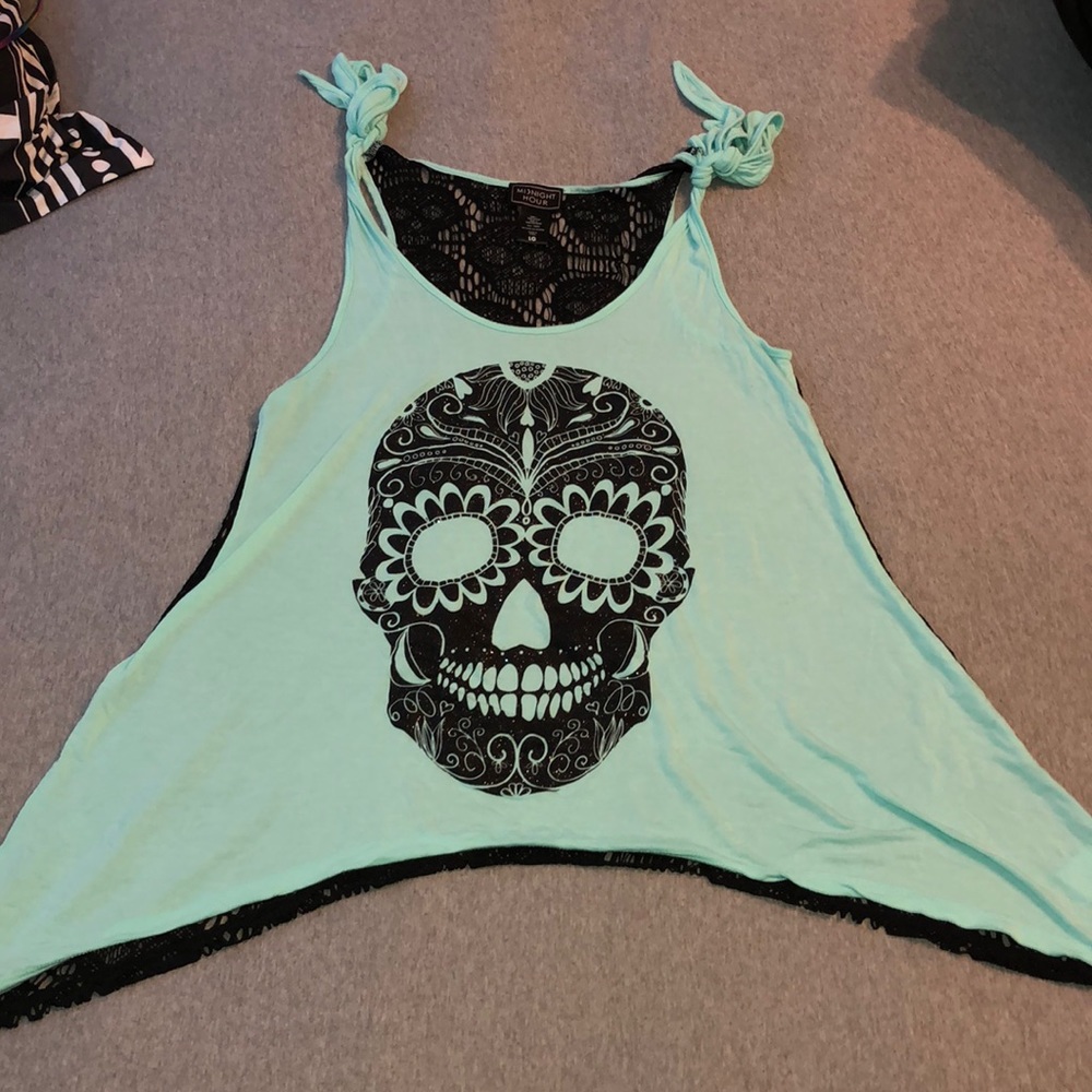 Sugar skull lace tank top